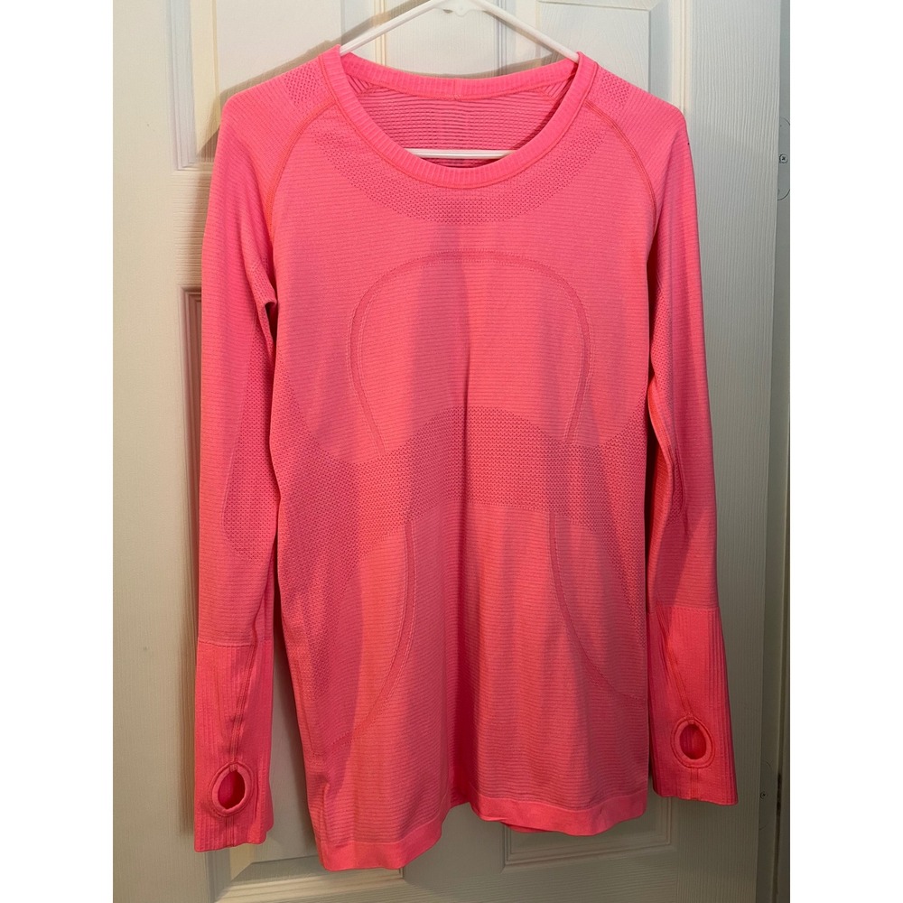 Lululemon Swiftly Tech Long Sleeve Crew in Heathered Neon Pink Size 12-EUC